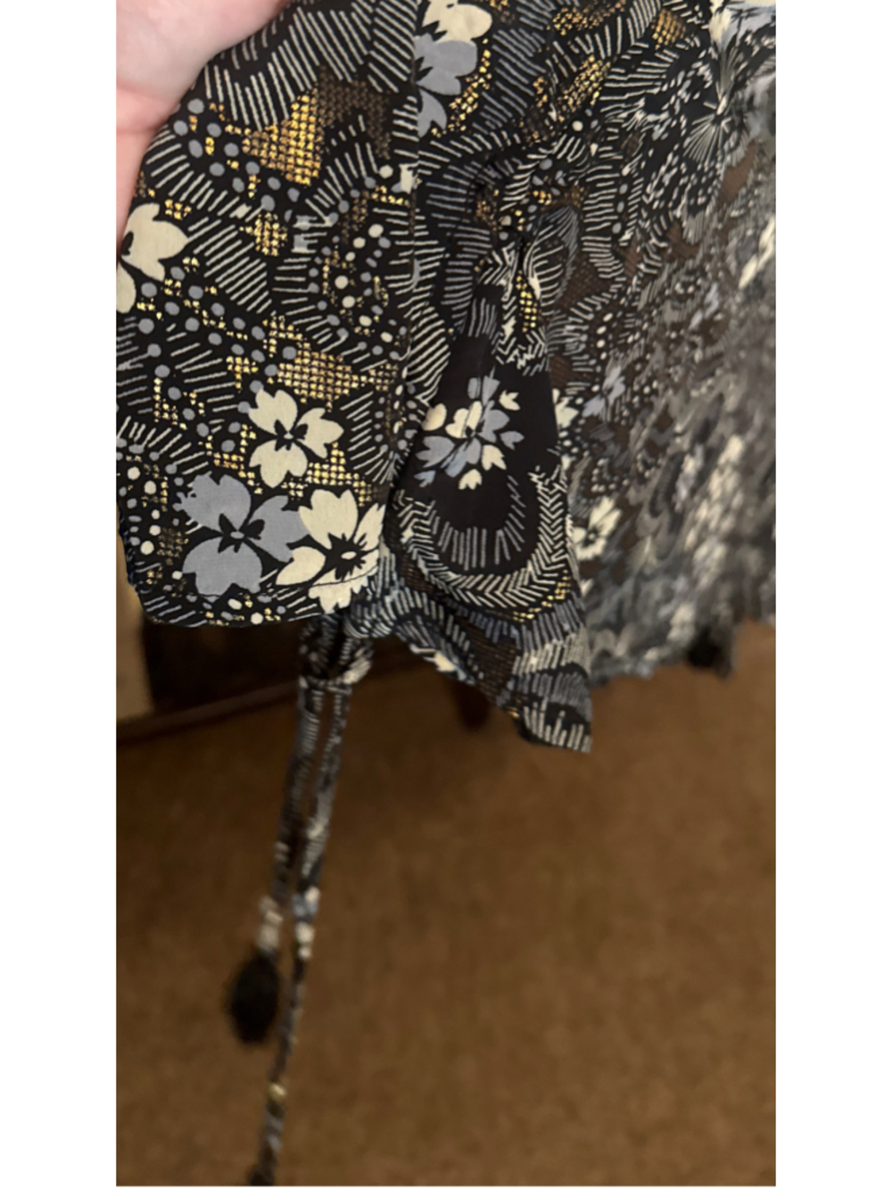 Karma Highway Floral Maxi Dress, Size S, Black and Gold - Picture 4 of 8